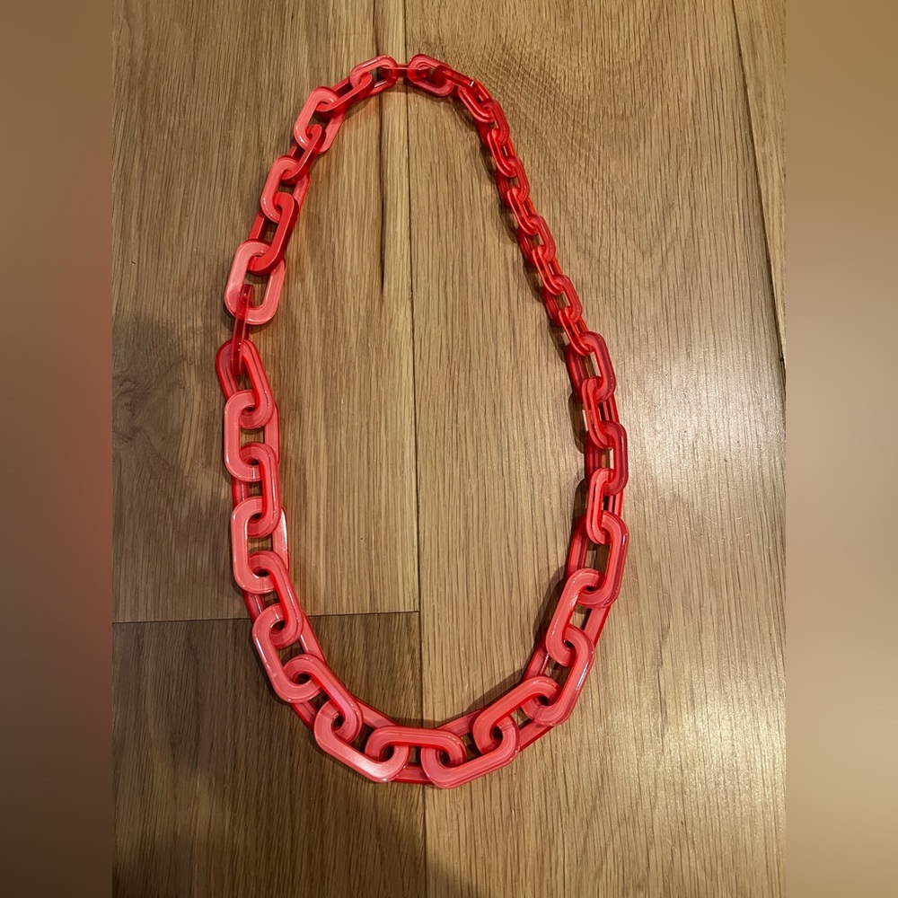 Rara Avis by Iris Apfel Salmon Oversized Link Lucite Necklace
